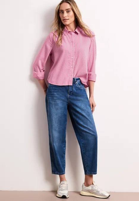 Blouse manches longues en seersucker magenta dream Blouse manches longues en seersucker magenta dream