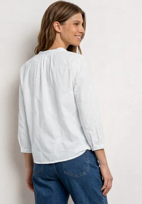 3/4-Arm Bluse mit Embroidery off white