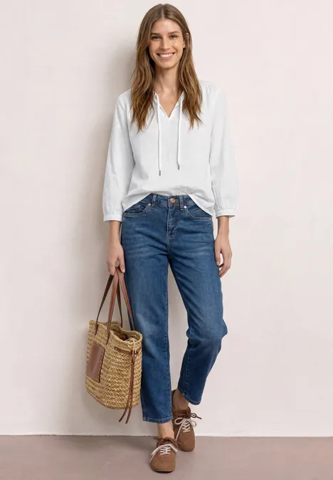 3/4-Arm Bluse mit Embroidery off white