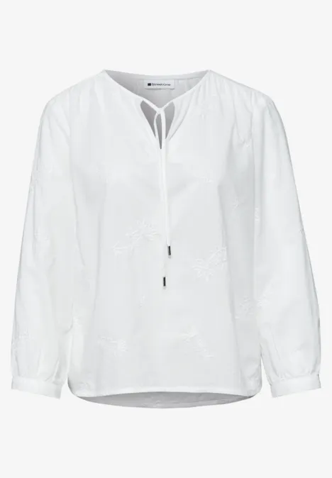 3/4-Arm Bluse mit Embroidery off white