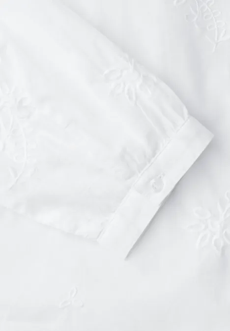 3/4-Arm Bluse mit Embroidery off white
