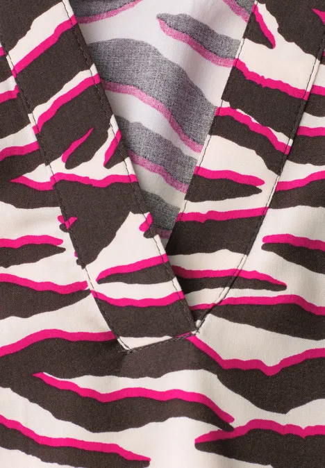 Kurzarm Bluse mit Split Neck und Print minimal rose Kurzarm Bluse mit Split Neck und Print minimal rose