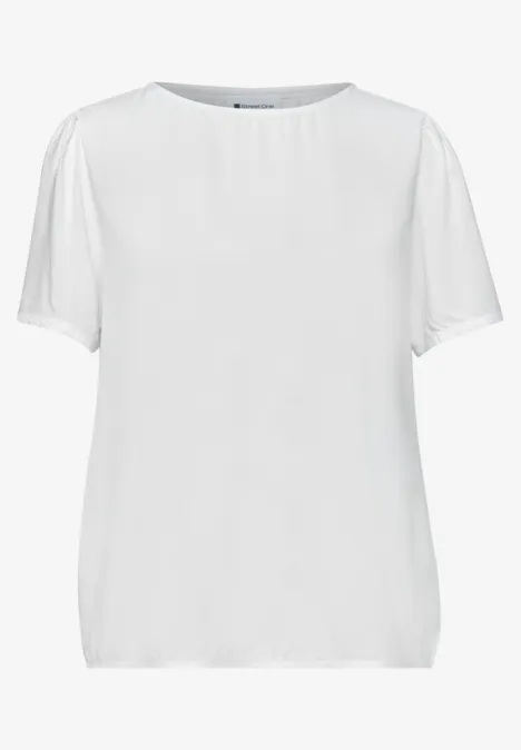 Simpel wit dames T-shirt met korte mouwen en ronde hals.