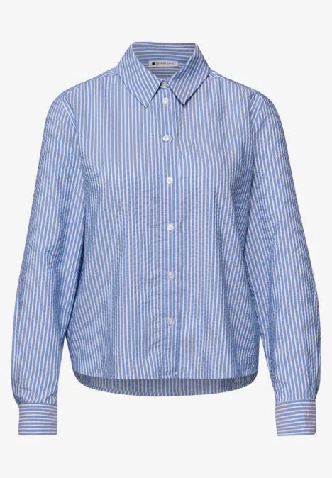 Blouse à manches longues en qualité seersucker original blue Blouse à manches longues en qualité seersucker original blue