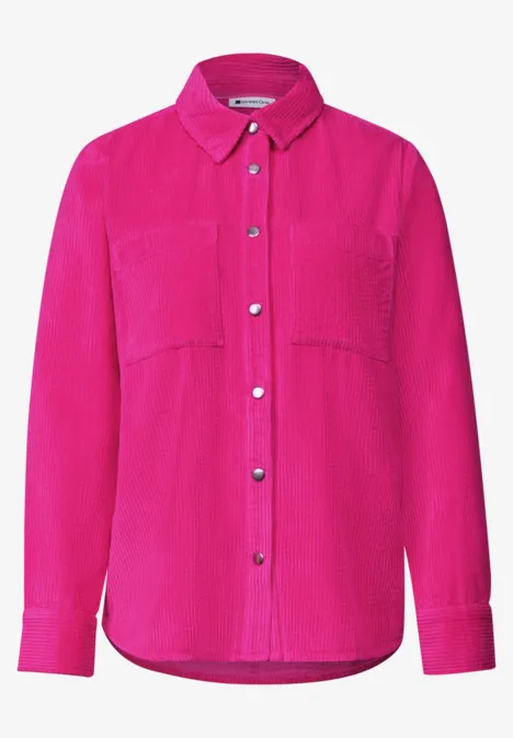 Corduroy overhemd met lange mouwen en knopen magenta dream Leuchtend pinke Langarm-Bluse mit Knopfleiste und Brusttaschen.