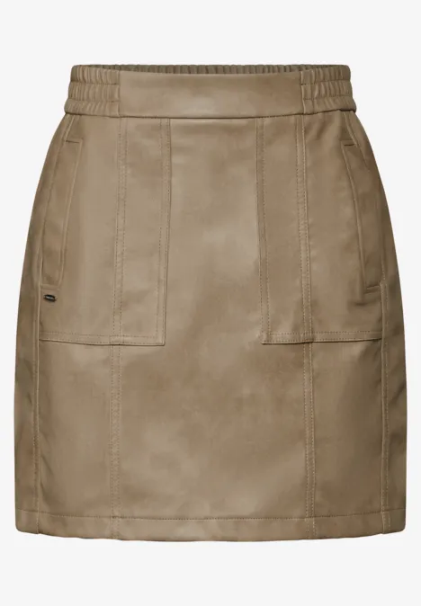 Rock im Leder-Look washed beige