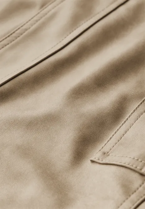 Rock im Leder-Look washed beige