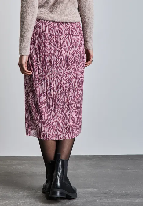 Jupe en maille midi imprimée mulberry red