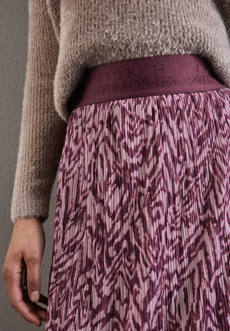Jupe en maille midi imprimée mulberry red