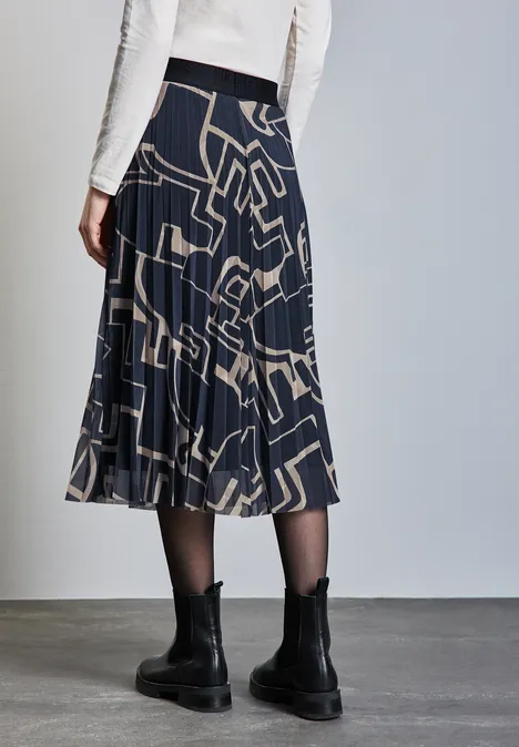 Bedruckter Midi-Meshrock deep tint blue