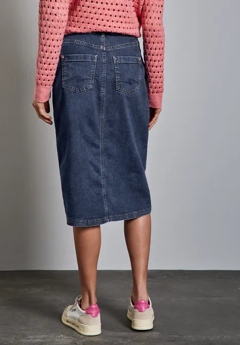 Midi Jeansrock soft indigo washed