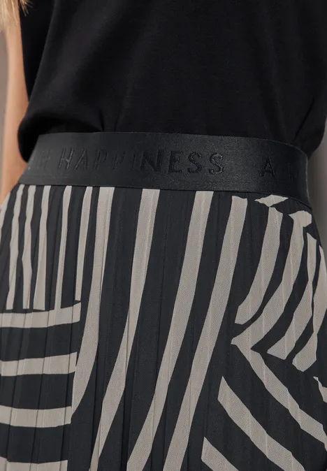 Mesh-Plissée-Rock mit Print Black