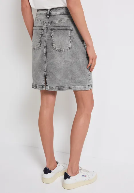 Jeansrock mit Schmucksteinen Light Grey Washed