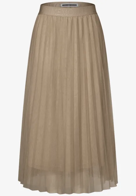 Jupe plissée en tulle safari beige