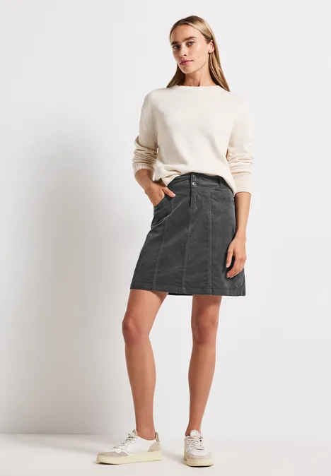 A-lijn corduroy rok concrete grey