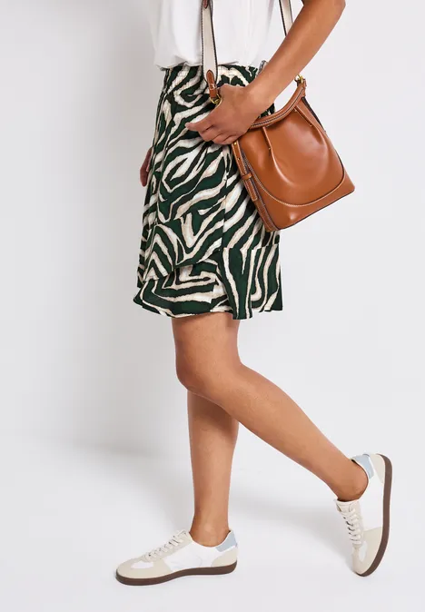 Gemusterter Skort mit Volant pine grove green