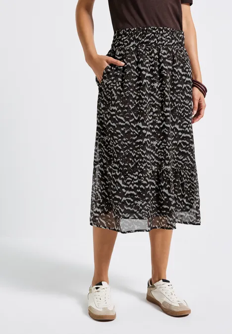 Gemusterter Chiffon-Rock deep roast brown
