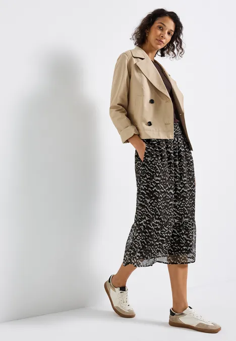 Gemusterter Chiffon-Rock deep roast brown