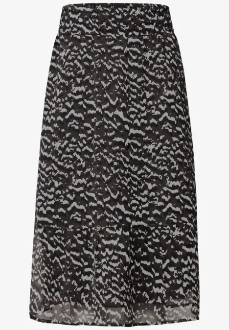 Gedessineerde chiffon rok deep roast brown