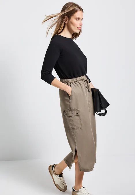 Cargo rok met gewassen look bark brown