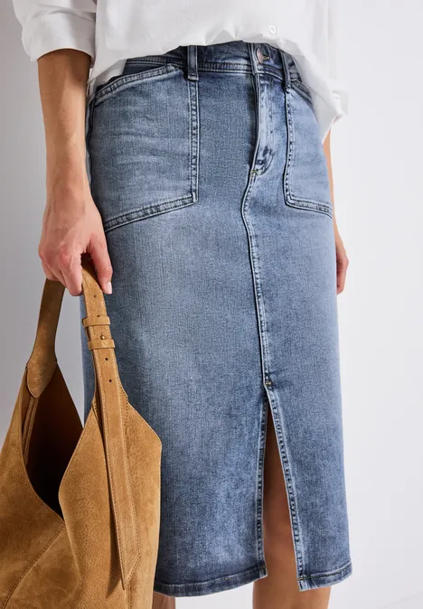 Midi denim rok light blue washed