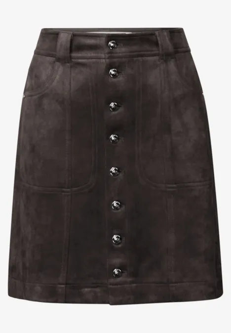 Veloursrock mit Knöpfen deep roast brown