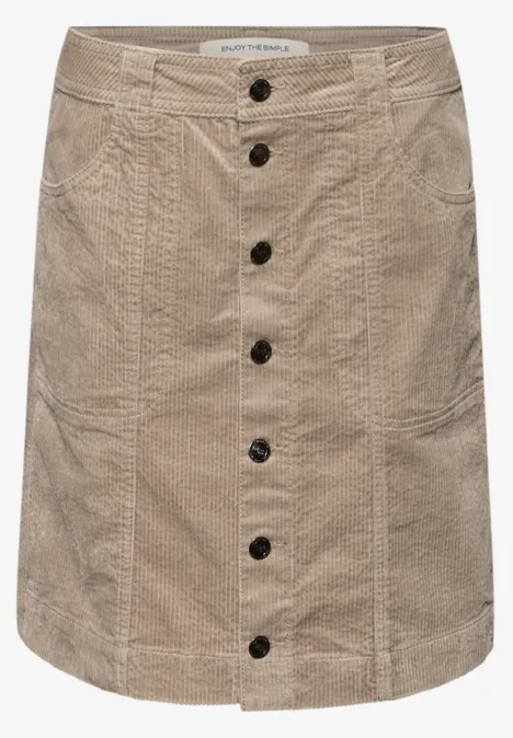 Corduroy rok met knoopsluiting flowing beige