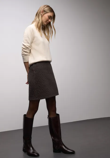 Rock mit Steppmuster darkest brown