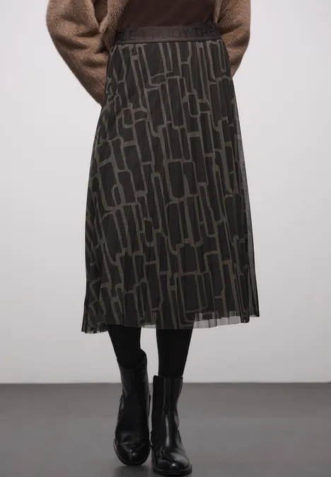 Jupe plissée en mesh avec imprimé darkest brown Jupe plissée en mesh avec imprimé darkest brown