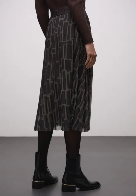Jupe plissée en mesh avec imprimé darkest brown Jupe plissée en mesh avec imprimé darkest brown