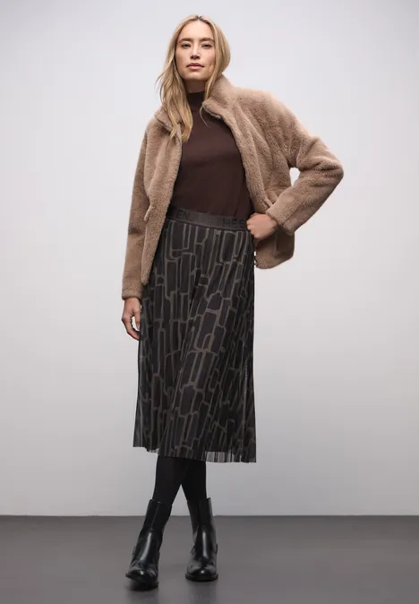 Jupe plissée en mesh avec imprimé darkest brown Jupe plissée en mesh avec imprimé darkest brown