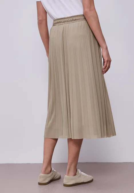 Jupe midi en mesh à structure plissée safari beige Jupe midi en mesh à structure plissée safari beige