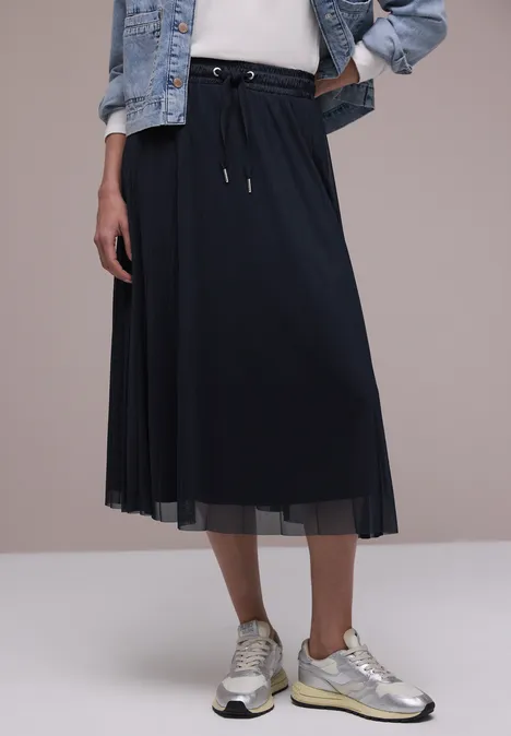 Jupe midi en mesh à structure plissée shadowed navy Jupe midi en mesh à structure plissée shadowed navy