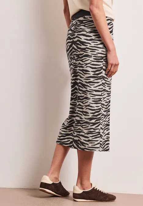 Midirok met split en dierenprint espresso brown