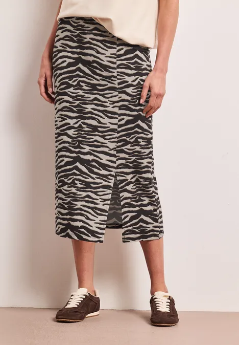 Midirok met split en dierenprint espresso brown
