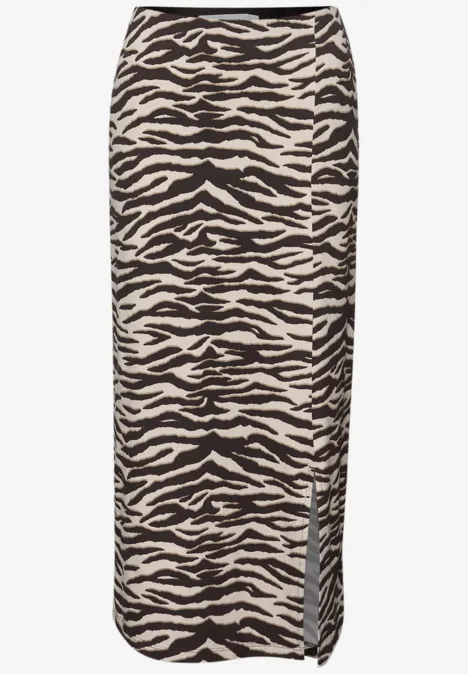 Midirok met split en dierenprint espresso brown