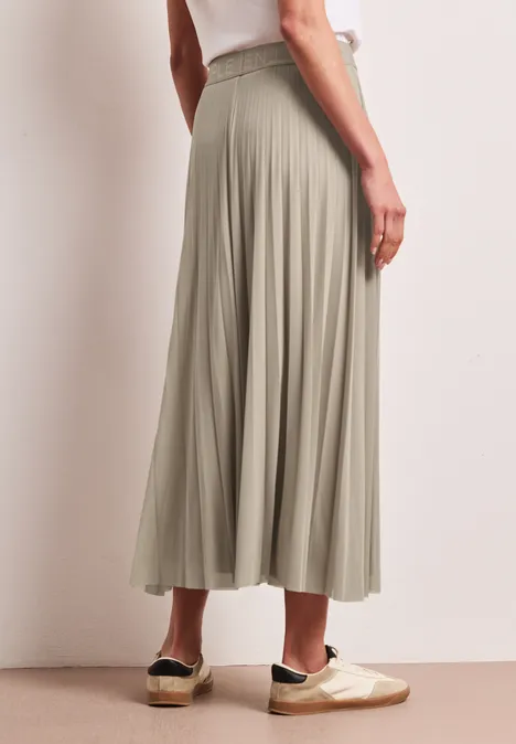 Midi-rok van mesh met een geplooide textuur timeless beige