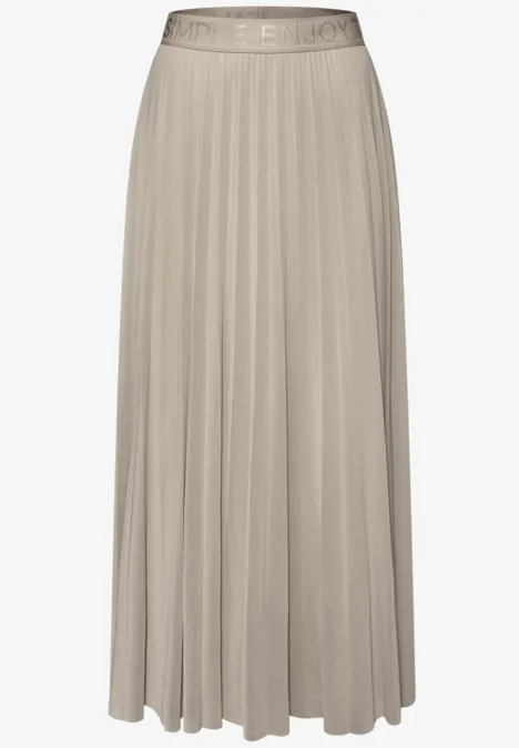 Midi-rok van mesh met een geplooide textuur timeless beige