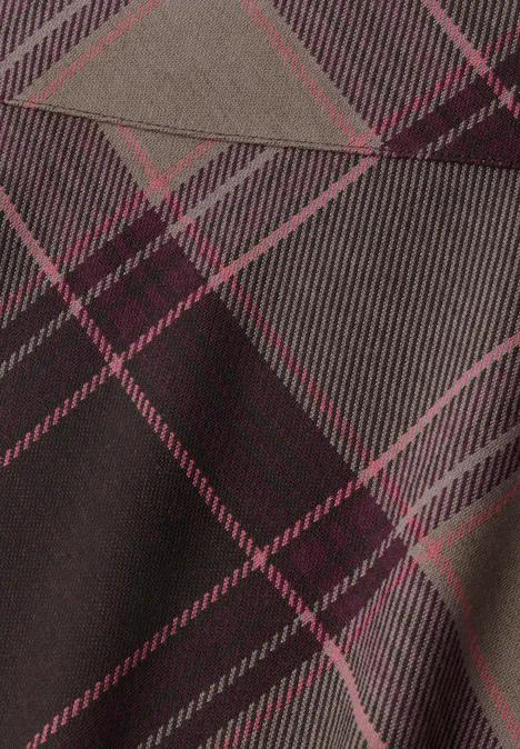 Tissu tissé à carreaux gris, noirs et lignes magenta