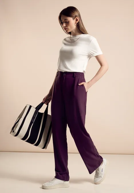 Leichte Viskosehose dark berry purple