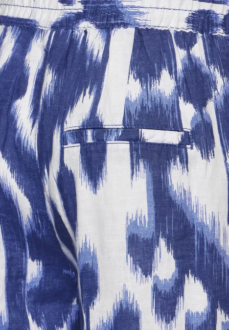 7/8 Print Leinenhose deep water blue