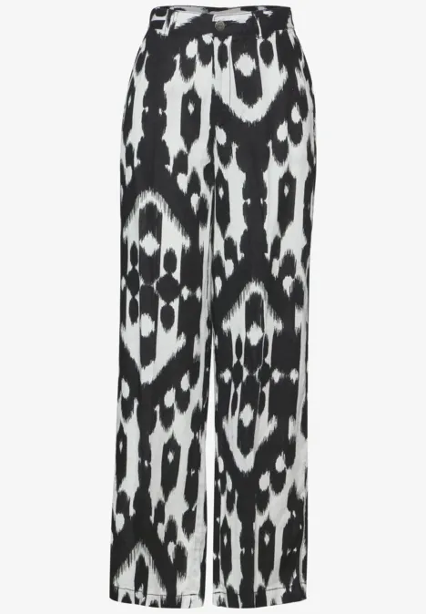 Leinenhose mit Print Black