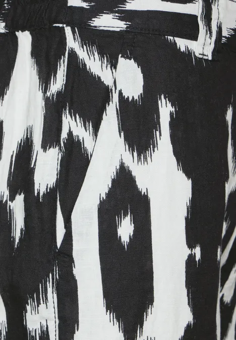Leinenhose mit Print Black