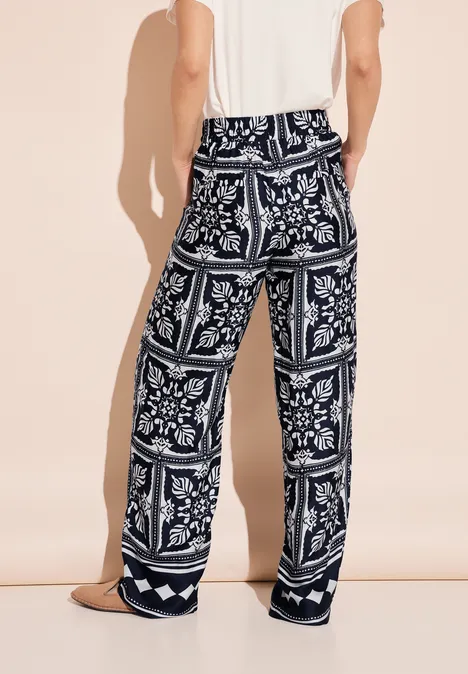 Satin Print Hose deep blue