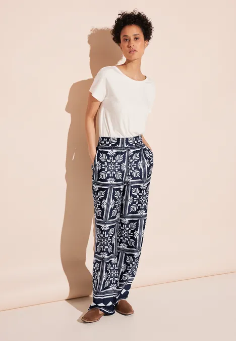 Satin Print Hose deep blue