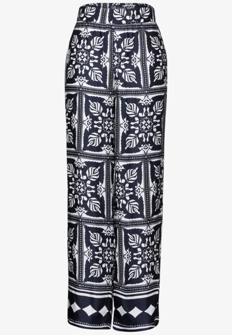 Satin Print Hose deep blue
