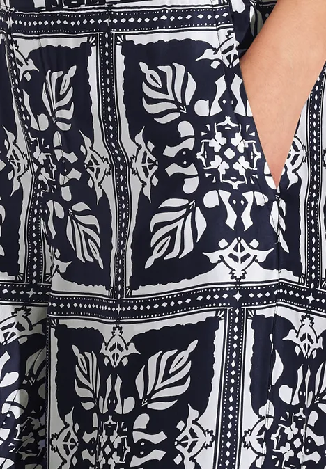 Satin Print Hose deep blue