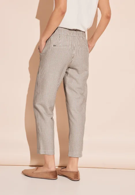 Paperbag Seersucker Hose safari beige