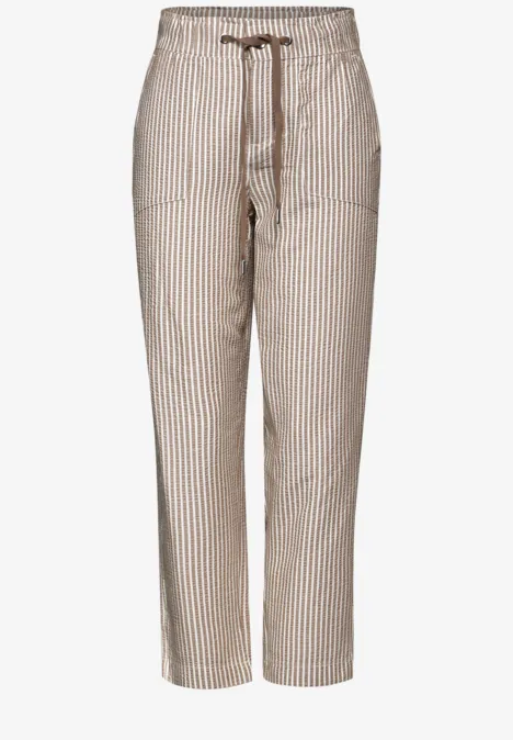 Paperbag Seersucker Hose safari beige