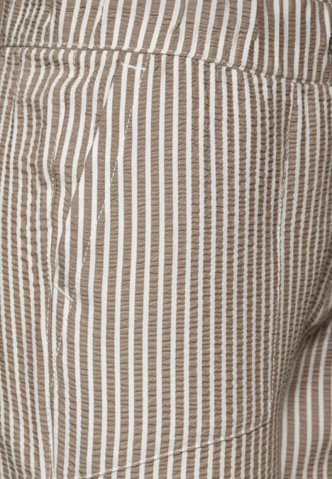 Paperbag Seersucker Hose safari beige